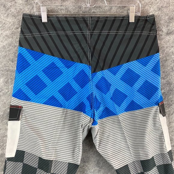 Molokai Board Shorts Size 36 Men's 100% Polyester Adults Blue Striped - Picture 7 of 8